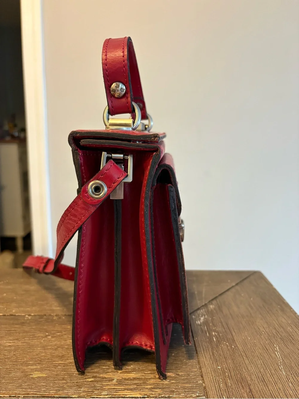 Patricia Nash Red Leather Top-Handle Satchel